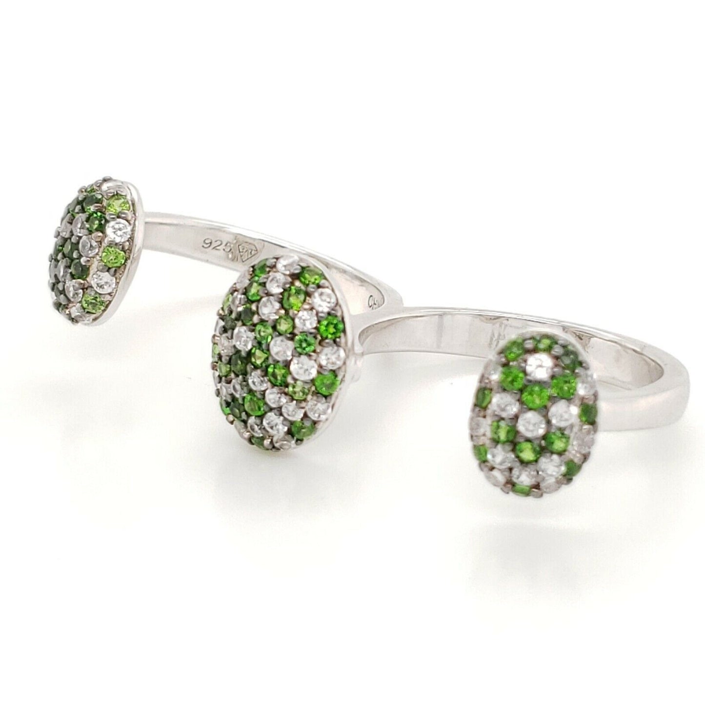 Rarities: Fine Jewelry Gemstone & White Zircon Two-Finger Ring Size 6 & 7