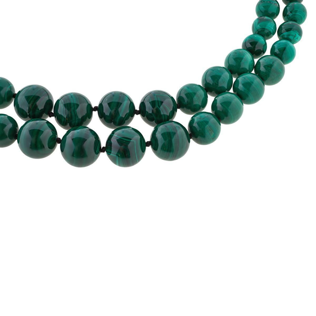 Rarities Malachite Bead Graduated 2-Strand Necklace with Toggle Clasp