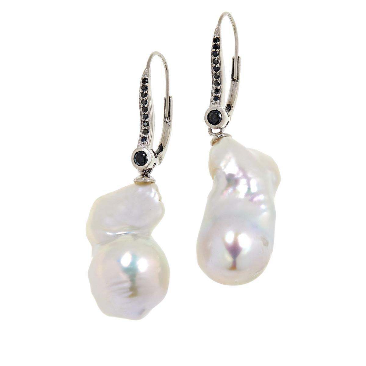 Rarities Cultured Freshwater Pearl and Black Spinel Drop Earrings