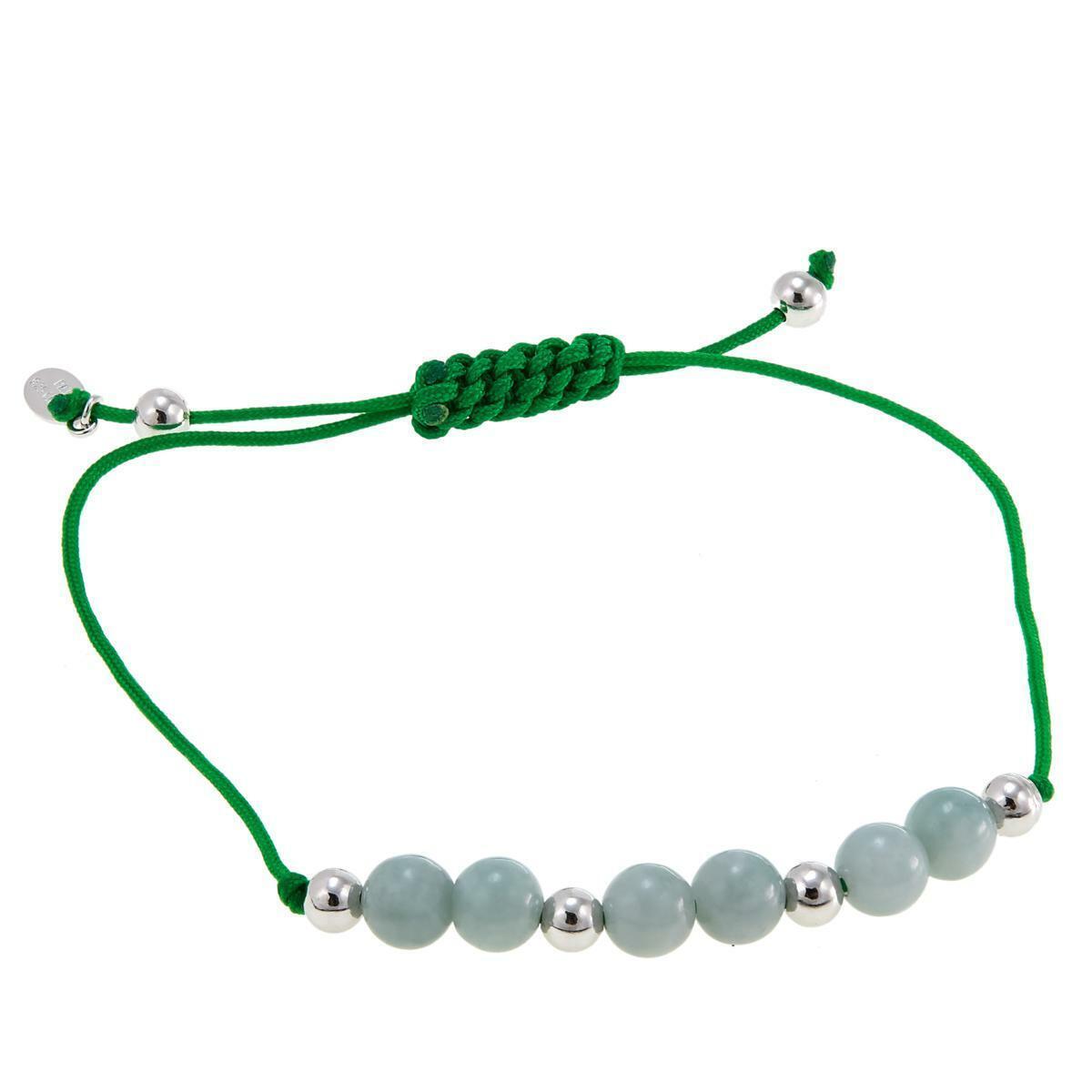 Jade of Yesteryear Adjustable Light Green Jade Bead Macrame Bracelet
