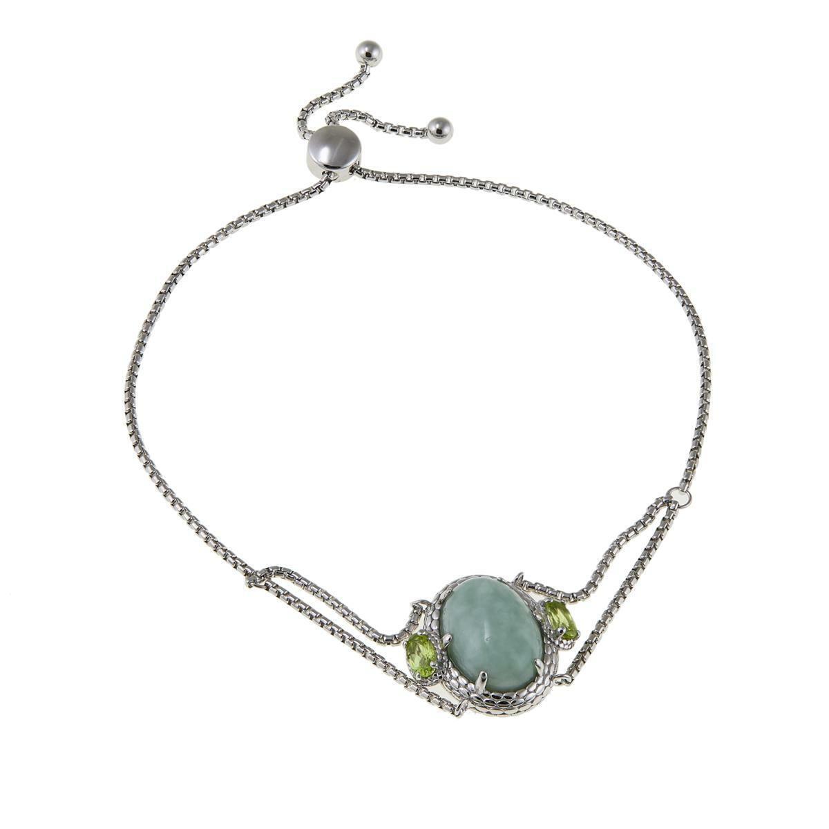 Jade of Yesteryear Adjustable Green Jade & Peridot Bracelet fits Small to Large