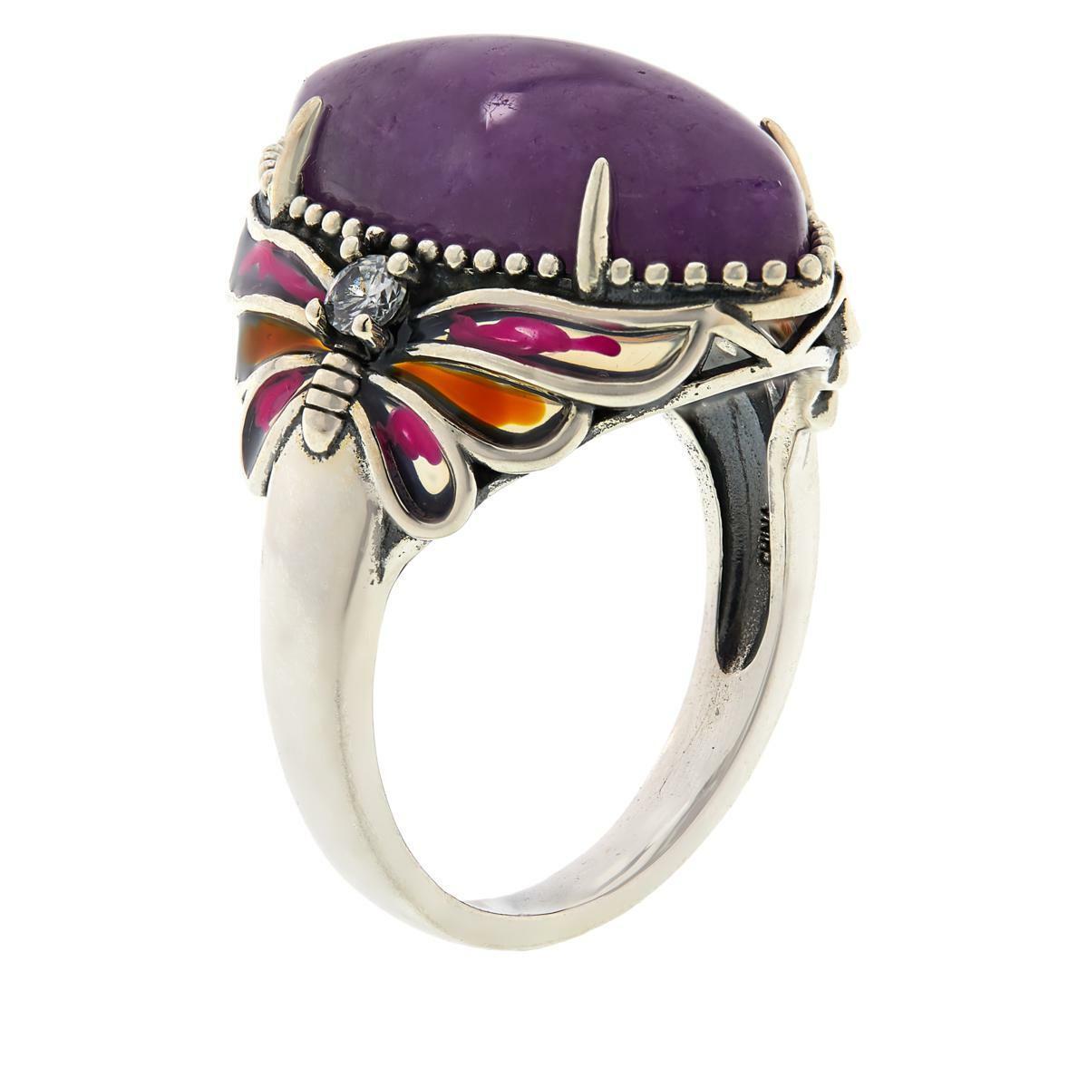 Jade of Yesteryear Joy Marquise Purple Jade CZ Butterfly Ring, Size 8