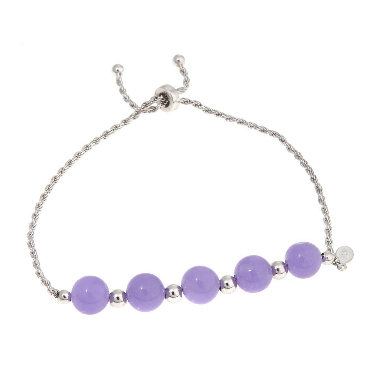 Jade of Yesteryear Adjustable Purple Jade 5Stone Bracelet (Fits Small to large)