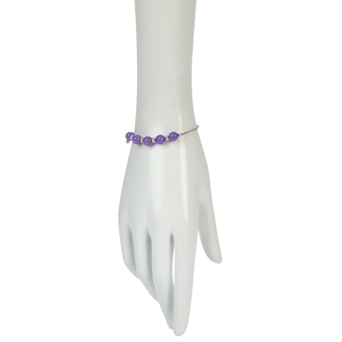 Jade of Yesteryear Adjustable Purple Jade 5Stone Bracelet (Fits Small to large)
