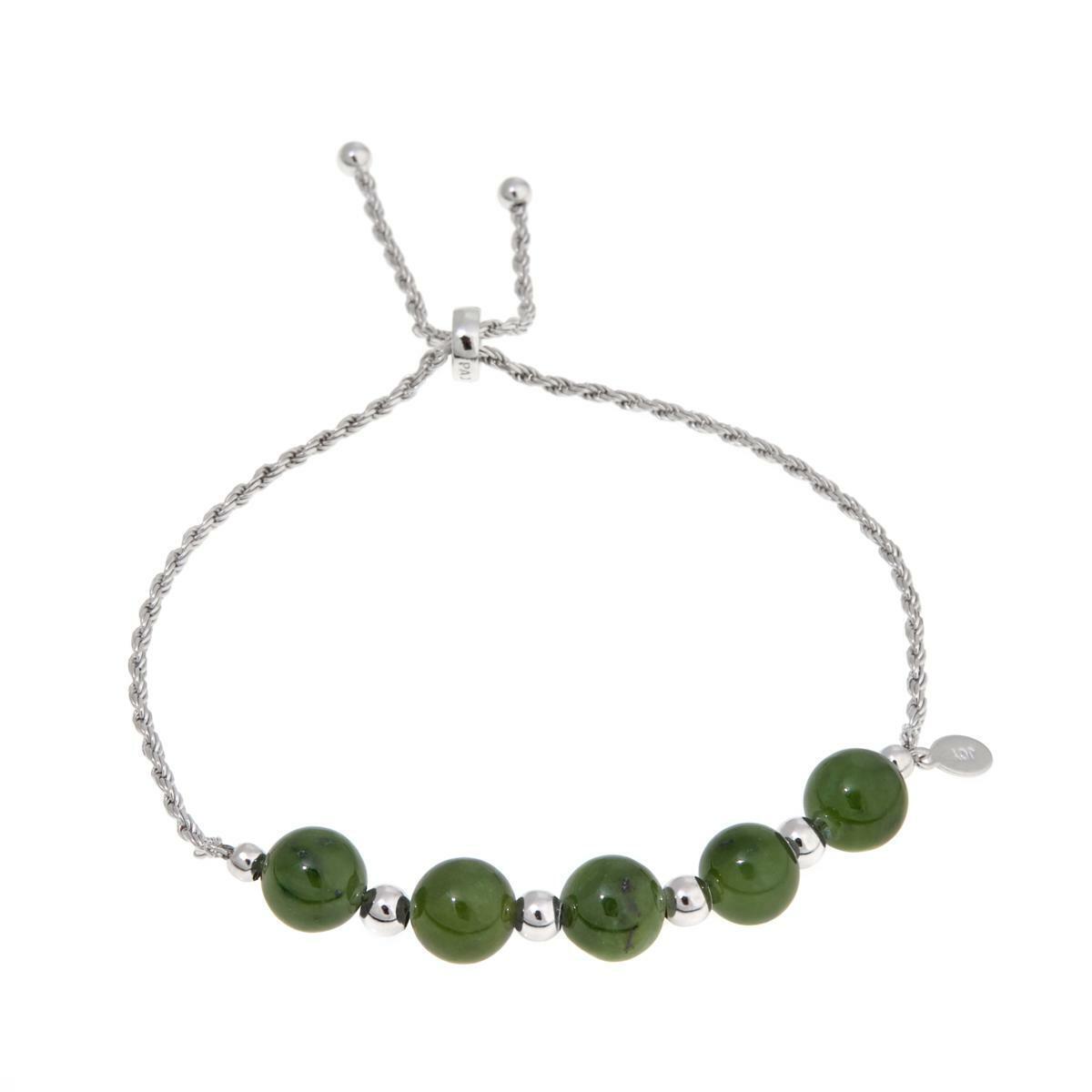 Jade of Yesteryear Adjustable Green Jade 5-Stone Bracelet (Fit Small to large)
