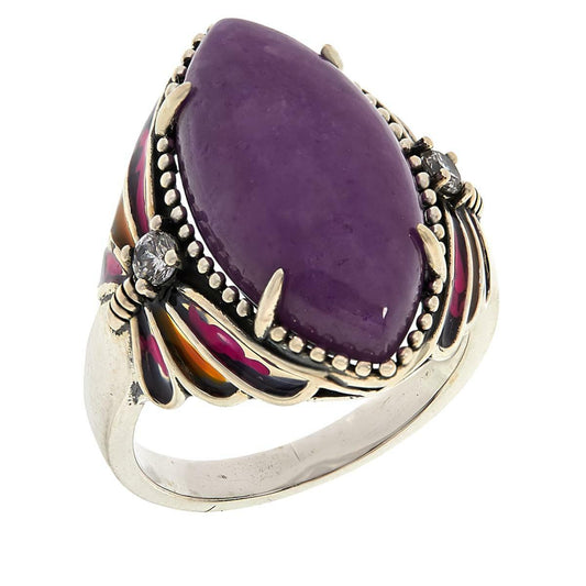 Jade of Yesteryear Joy Marquise Purple Jade CZ Butterfly Ring, Size 6