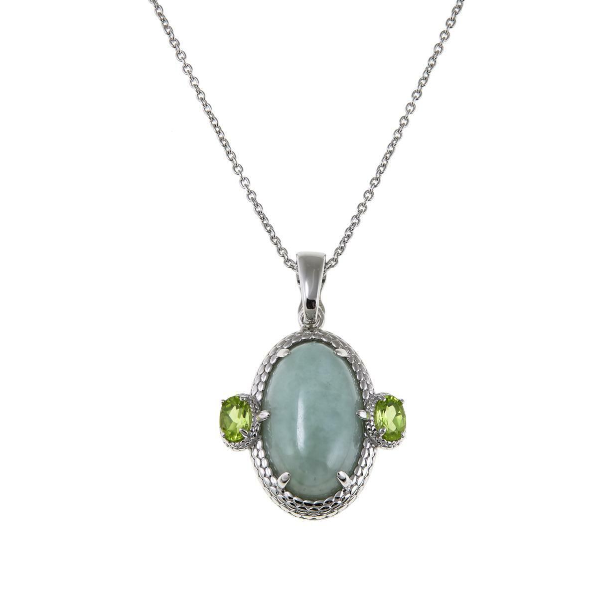 Jade of Yesteryear Green Jade and Peridot Pendant with 18" Chain