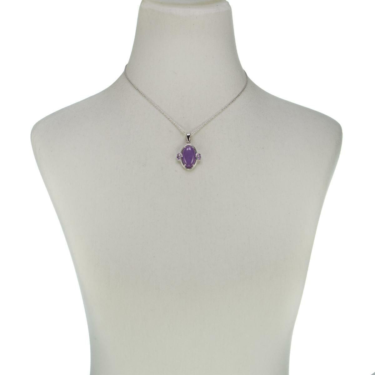 Jade of Yesteryear Purple Jade and Amethyst Pendant with 18" Chain