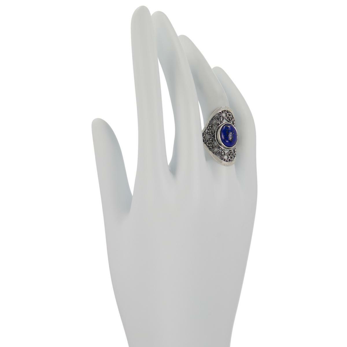 LiPaz Filigree Frame Sterling Silver Blue Lapis Ring, Size 6