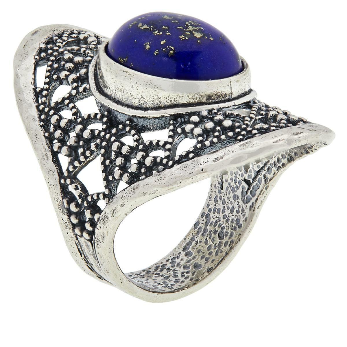 LiPaz Filigree Frame Sterling Silver Blue Lapis Ring, Size 6