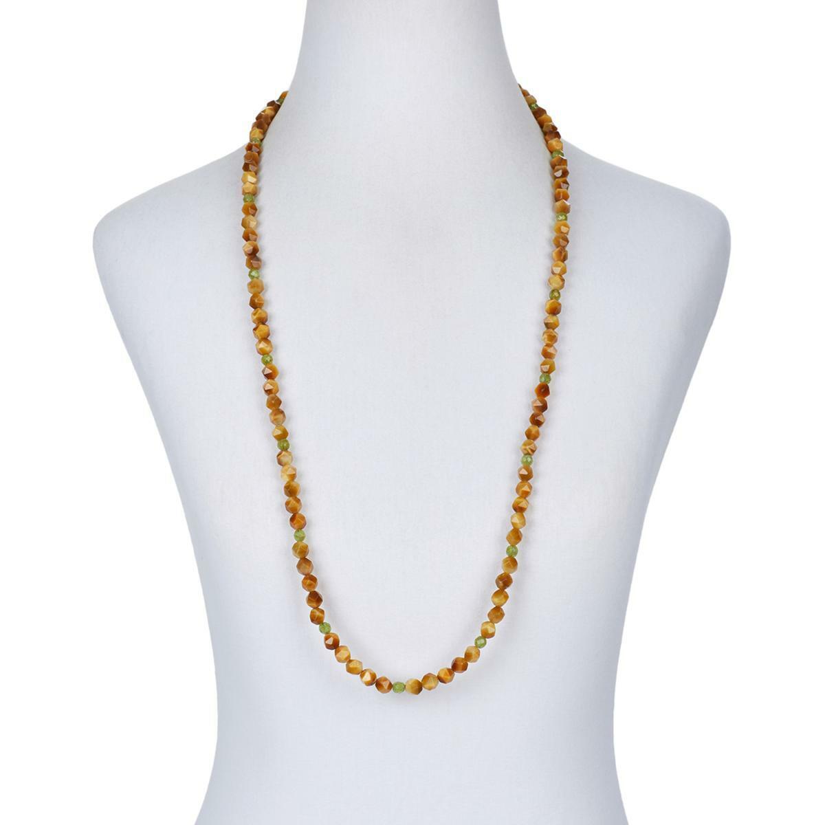 Jay King 36" Golden Cat's Eye and Peridot Bead Necklace ~