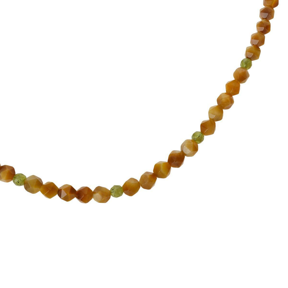 Jay King 36" Golden Cat's Eye and Peridot Bead Necklace ~