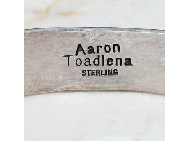 Aaron Toadlena Vintage Oxidized Sterling Silver Bracelet Cuff - 6