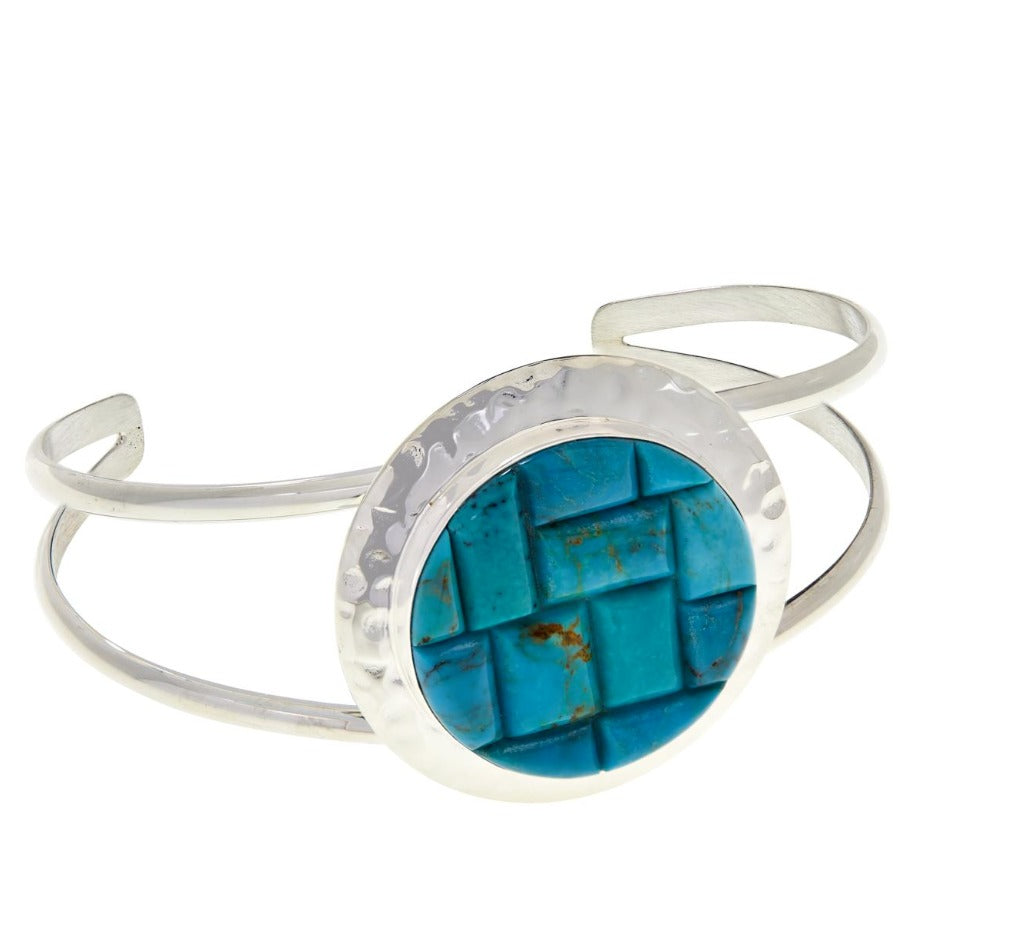 Jay King Sterling Silver Turquoise Inlay Cuff Bracelet. 6-3/4"