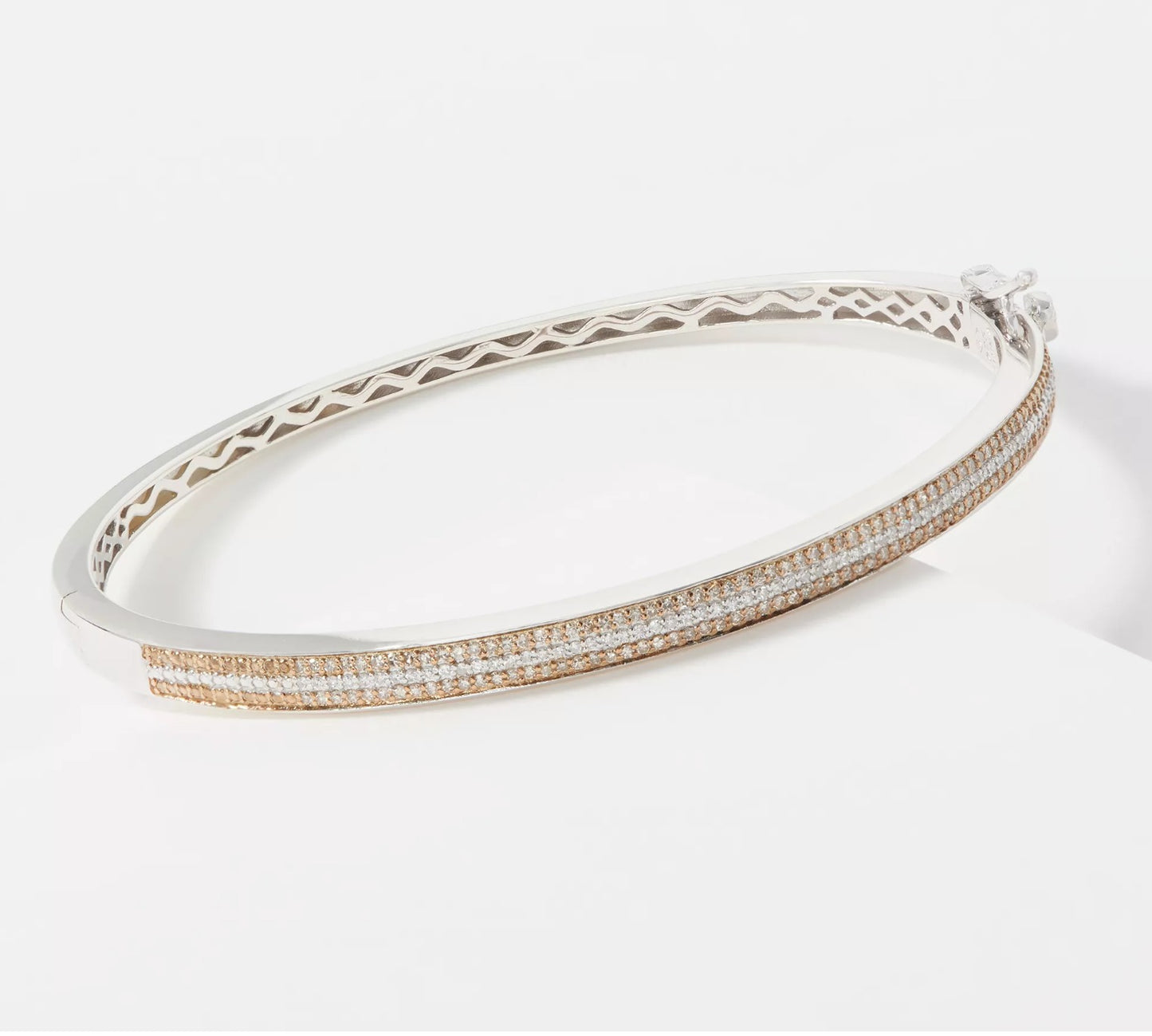 Affinity Sterling Silver Diamond Bangle Bracelet. 6-3/4"