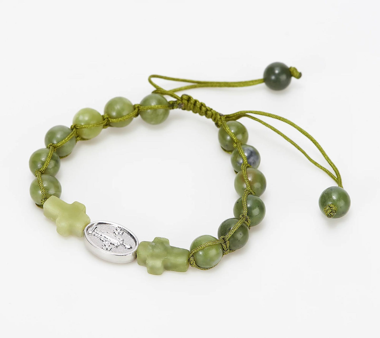 Connemara Marble Adjustable Bracelet with Cross Beads. St. Patrick