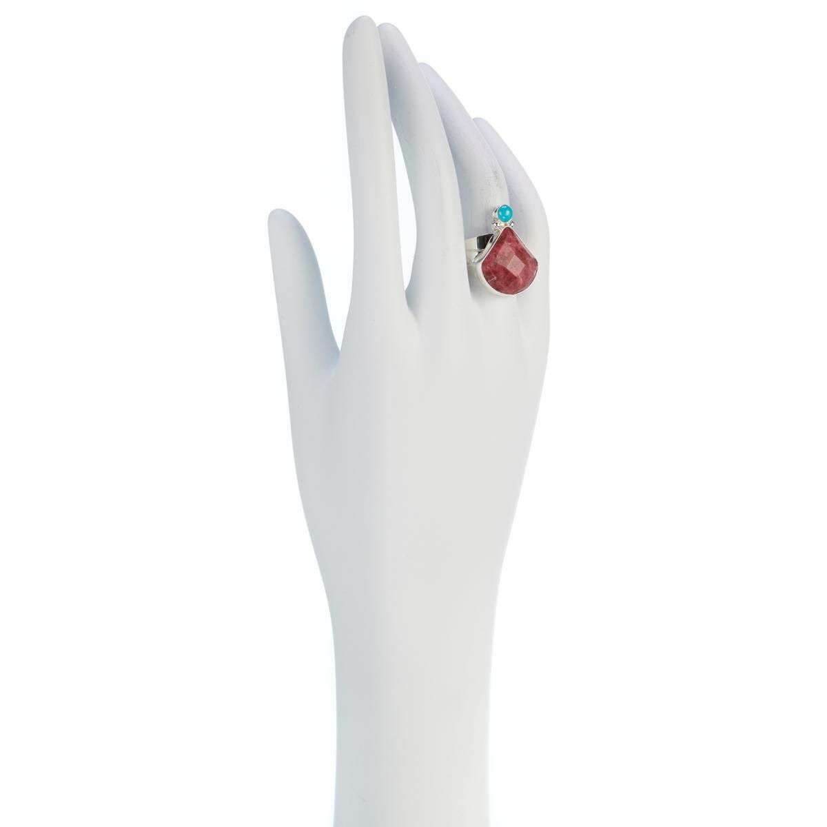 Jay King Thulite and Angel Peak Turquoise Sterling Silver Ring, Size 6