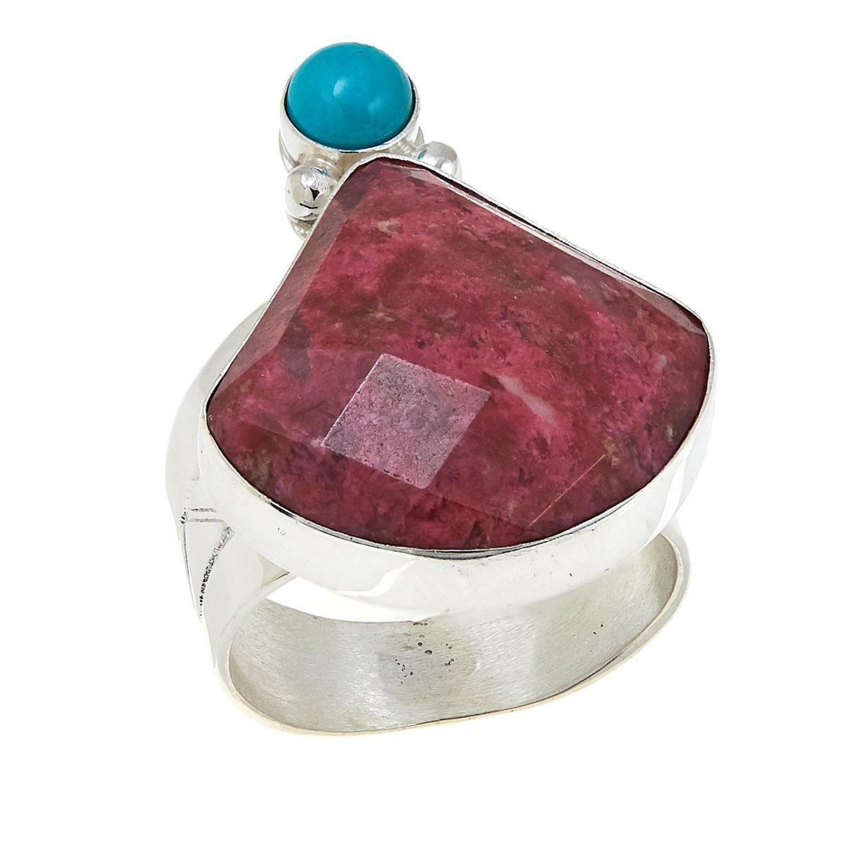 Jay King Thulite and Angel Peak Turquoise Sterling Silver Ring, Size 6
