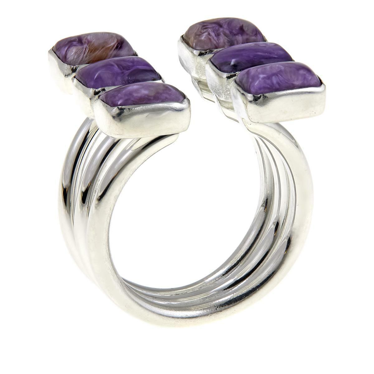 Jay King Purple Charoite Open Shank Sterling Silver Ring, Size 6