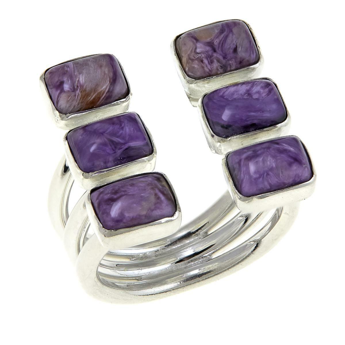 Jay King Purple Charoite Open Shank Sterling Silver Ring, Size 6