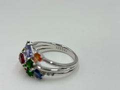 Sheryl Jones Sterling Silver 2.19ctw Multi-Gem Statement Ring Size 8 | Contemporary Color Design