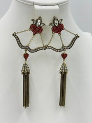 Heidi "Take Aim" Multicolor Crystal Bow Earrings, 4"