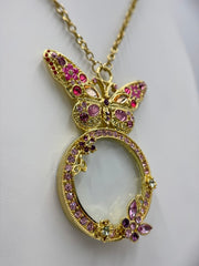 Colleen Lopez Goldtone "My Favorite Things" Butterfly Magnifying Glass Drop Necklace, 38" +3"