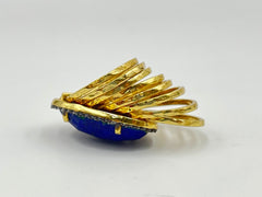 Joya Sterling Silver Goldclad Multiband Lapis Ring, Size 5