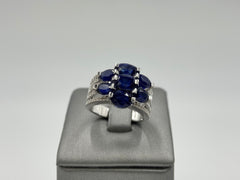 Colleen Lopez Sterling Silver Oval Sapphire Cluster Ring, Size 7