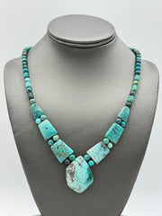 Jay King Sterling Silver Chrysocolla Station Necklace 18” | Artisan Southwestern Statement