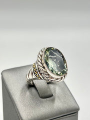 Bali RoManse Sterling Silver & 14k Accents Oval Prasiolite Twisted Cable Ring, size 8