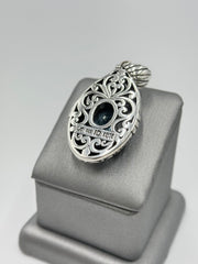 Bali Sterling Silver & 18K Gold Accents Blue Topaz Oval Pendant