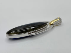 Traveler's Journey Sterling Silver Oval Labradorite & Blue Lapis Reversible Pendant, 2"