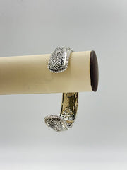 JAI Sterling Silver Paisley Carved & Venice Scenery Cuff Bracelet, 7-1/2" 81.5g