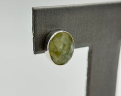 Jay King Sterling Silver Green Gemstone Faceted Stud Earrings.
