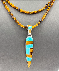 Jay King Sterling Silver Tiger's Eye & Turquoise Beaded Pendant Necklace, 32"