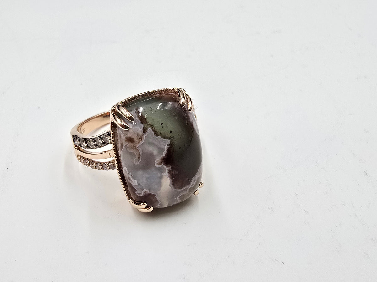 Gem Discoverer 14k Rose Gold Cushion Cut Aquaprase & Diamond Ring, Size 10
