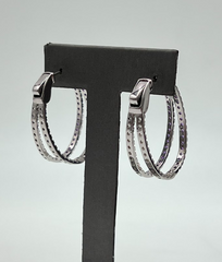 Colleen Lopez Sterling Silver Split Amethyst Hoop Earrings