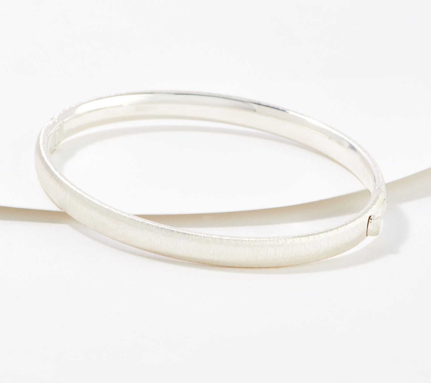 UltraFine 950 Silver Oval Tube Satin Bangle Bracelet Size 6-3/4"