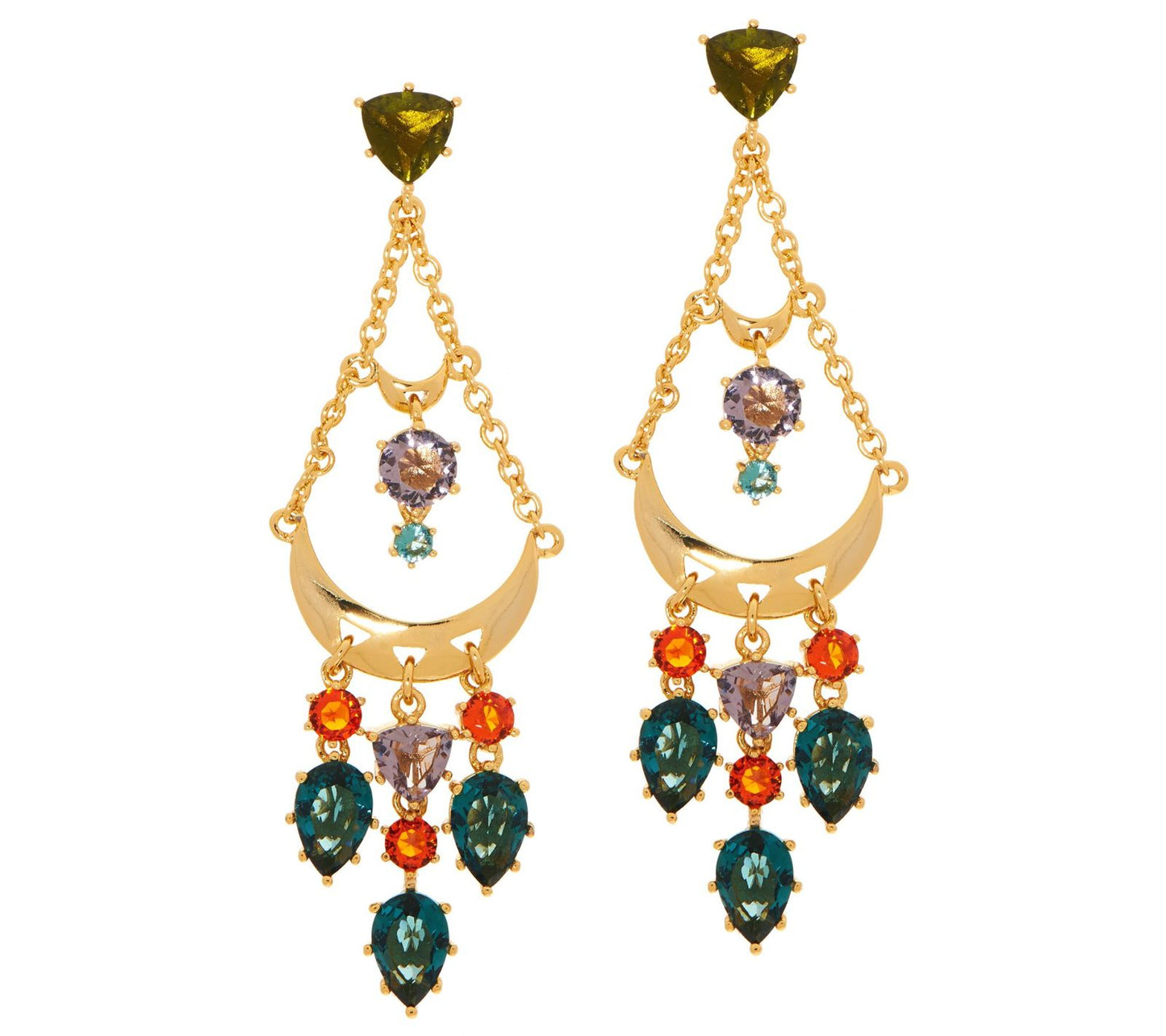Pina Colada Chandelier Gold Tone Crystal Earrings