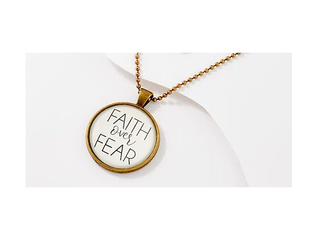 Vintage Sparrow Brass Inspirational Pendant Necklaces Faith Over Fear