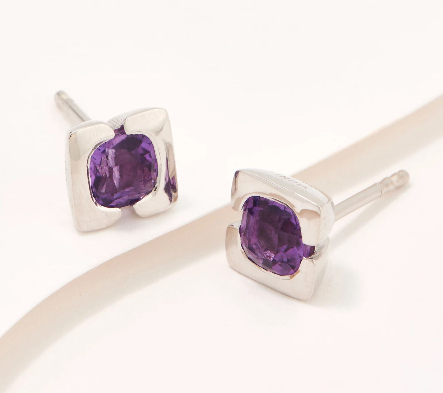 Affinity Gems Cushion Purple Amethyst Elegance Stud Earrings Sterling Silver