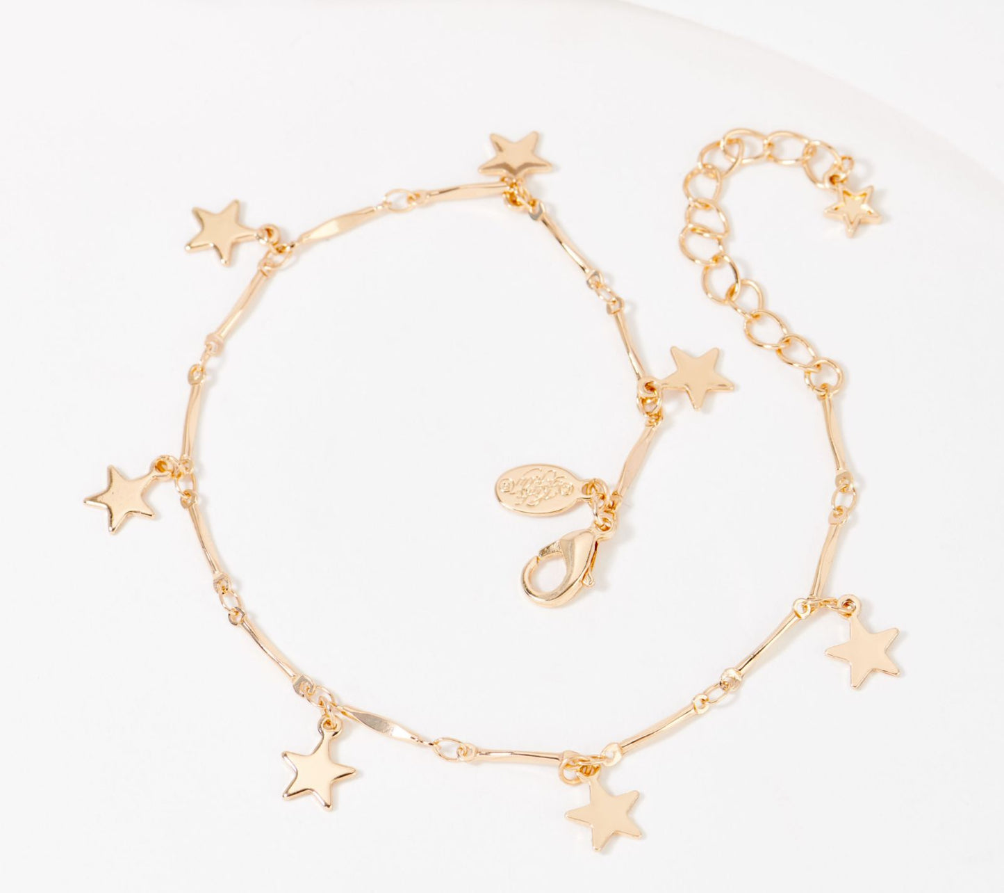 Kirks Folly Charm Star Dangling Night Bar Chain Bracelet Anklet 10"+2" GoldTone