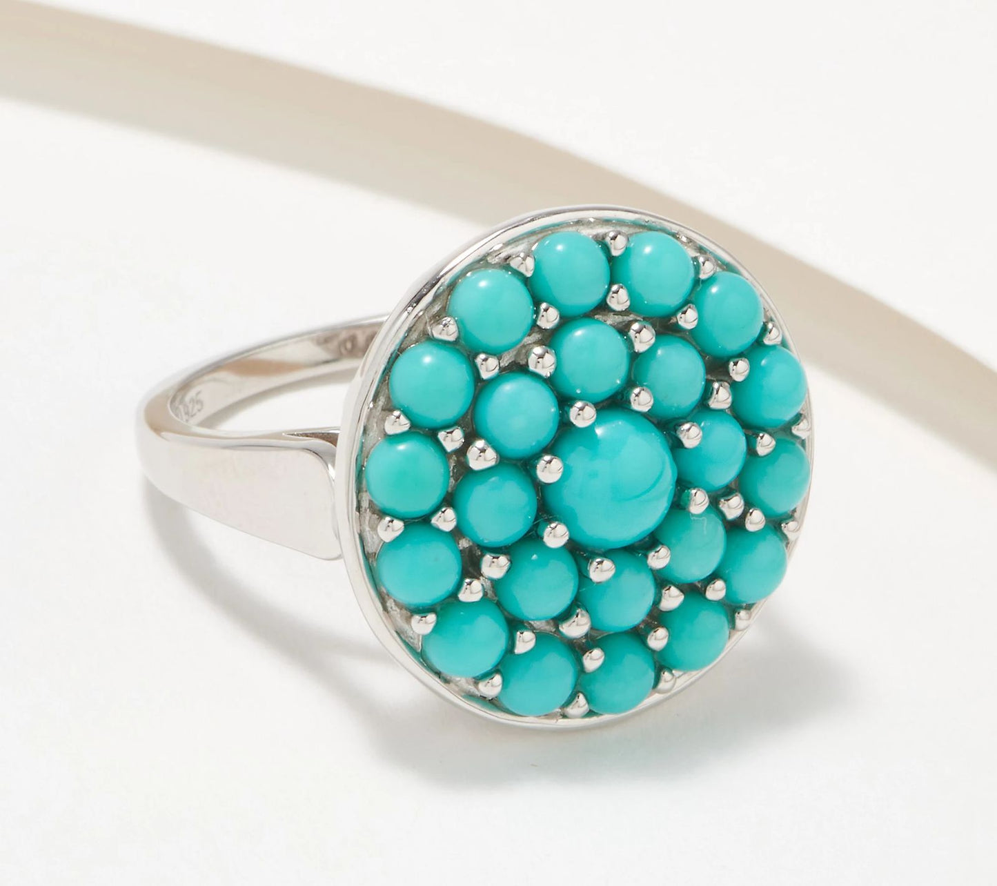 Affinity Gems Sleeping Beauty Turquoise Round Shape Ring Size 6 Sterling Silver
