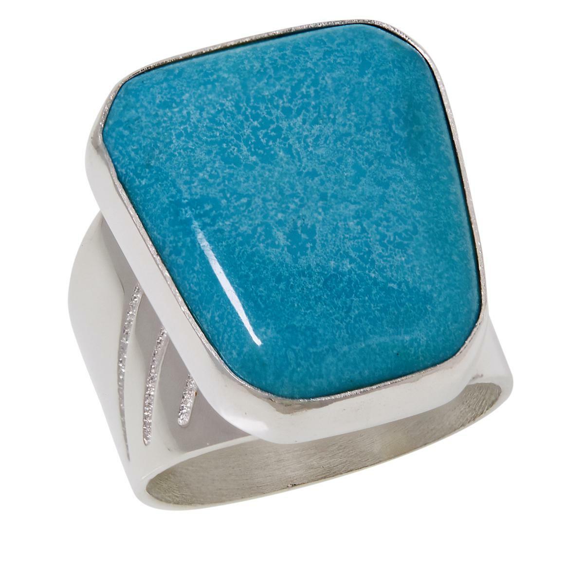 Jay King Sterling Silver Cloudy Mountain Turquoise Geometric Ring, Size 6
