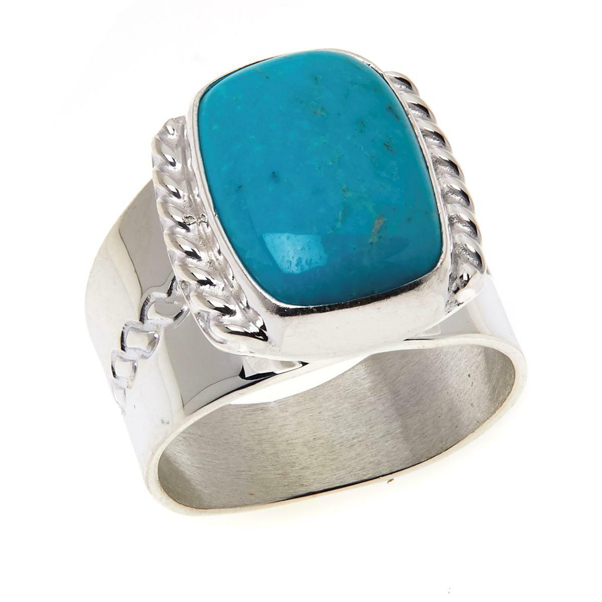 Jay King Sterling Silver Rectangular Angel Peak Turquoise Ring, Size 6