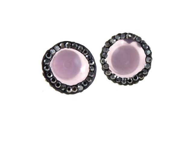 JK NY Mixed Color Pav Frame Stud Earrings Pink/ Light Blue