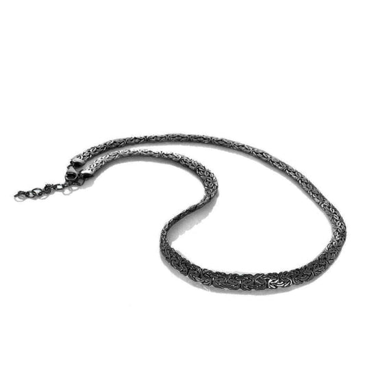 18" Technibond Black Rhodium Textured Byzantine Chain Necklace (363749381591)