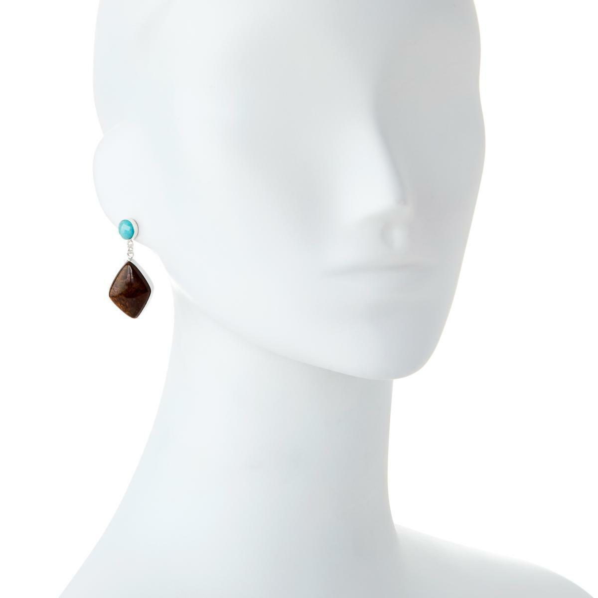 Jay King Sterling Silver Pietersite and Amazonite Earrings (373957841662)