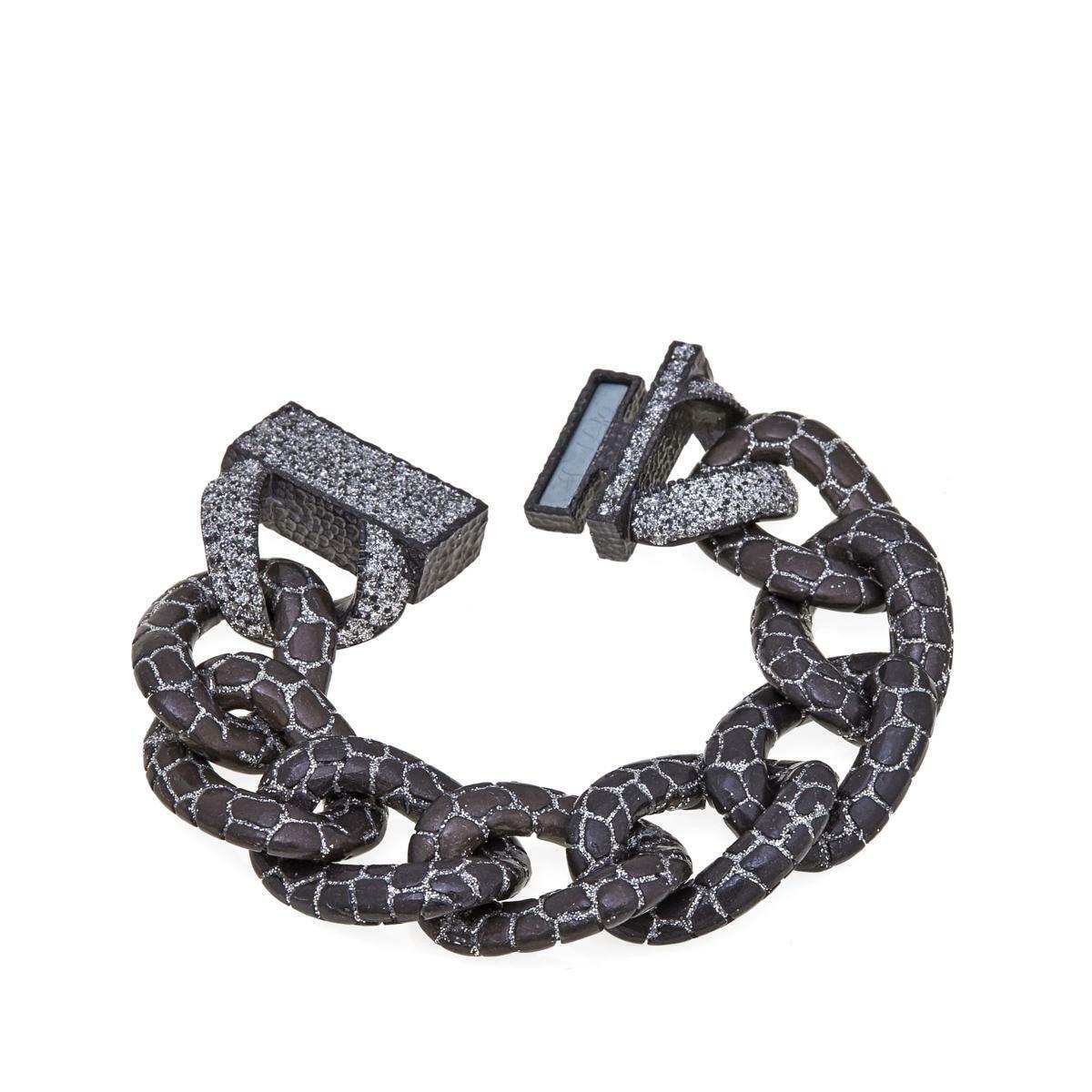 Kmo Paris Tortoise Shell-Design Curb Link 7-1/4" Bracelet Hsn $212